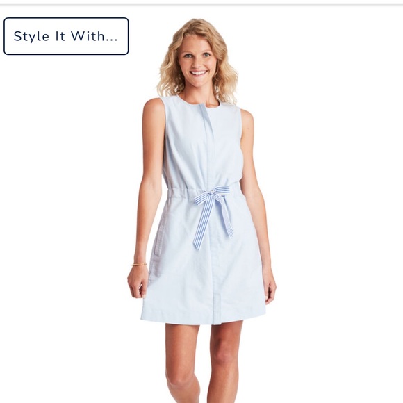 NWT Vineyard Vines Tie Waist Oxford Dress - Picture 2 of 6